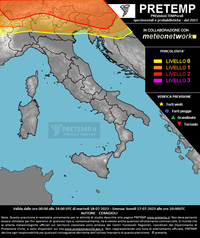 Mappa previsione del 18 luglio 2023