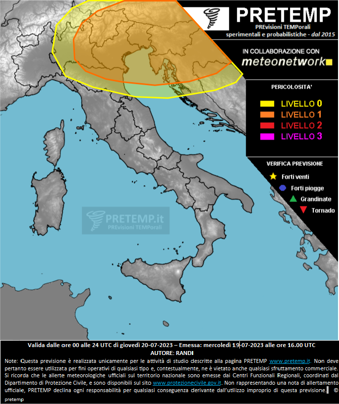 Mappa previsione del 20 luglio 2023