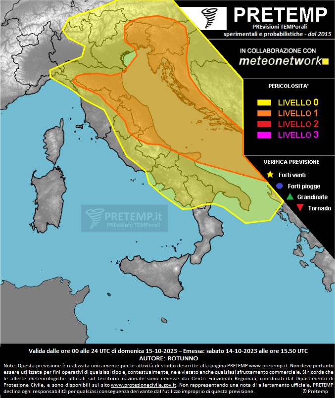 Mappa previsione del 15 ottobre 2023