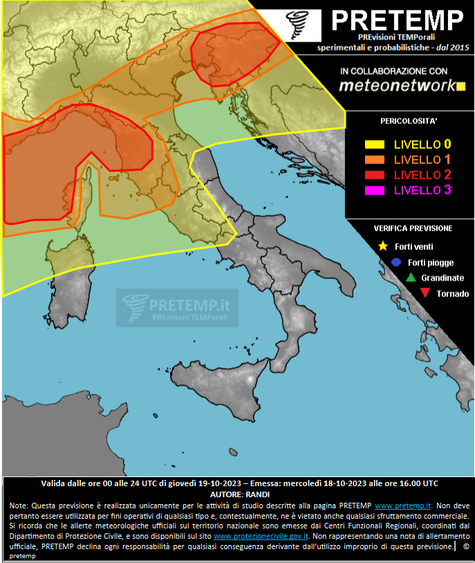 Mappa previsione del 19 ottobre 2023
