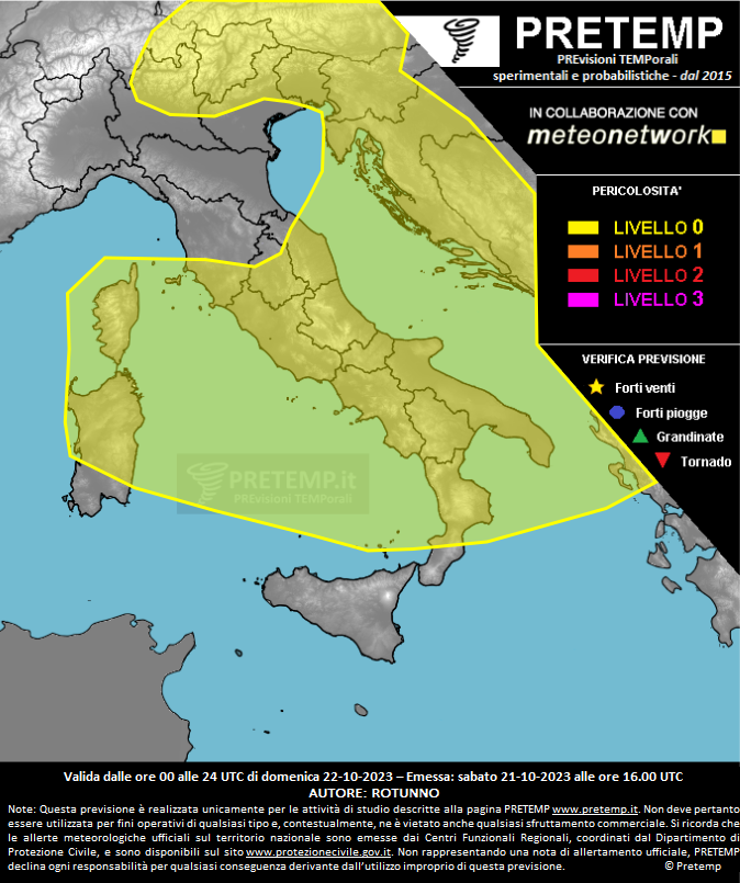 Mappa previsione del 22 ottobre 2023