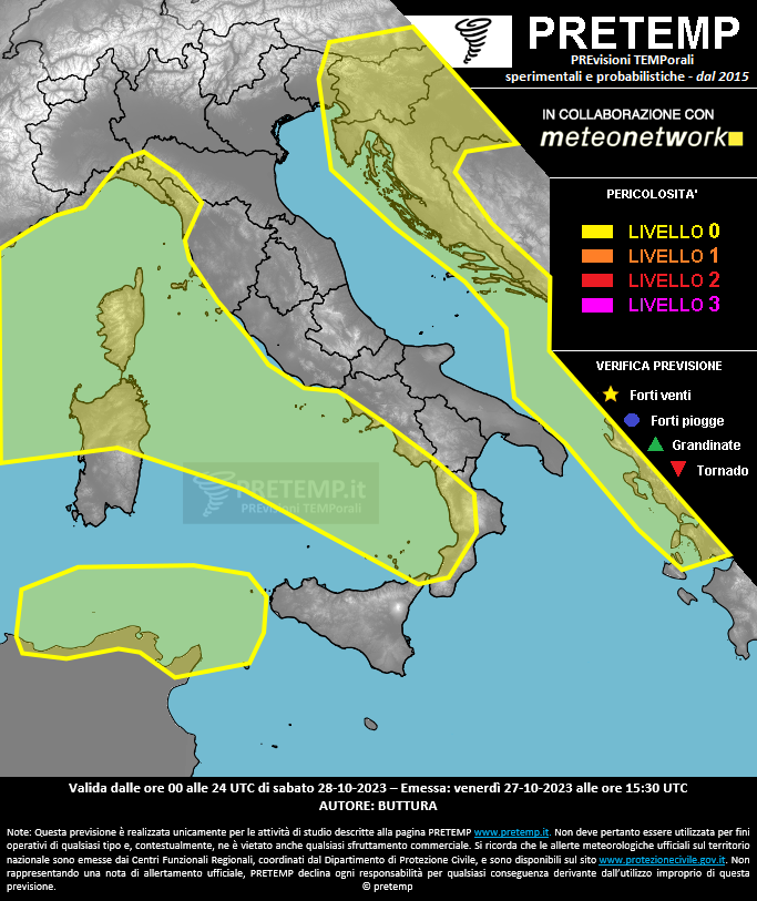 Mappa previsione del 28 ottobre 2023