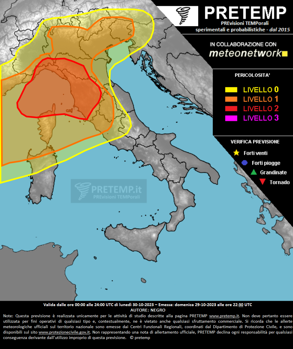 Mappa previsione del 30 ottobre 2023