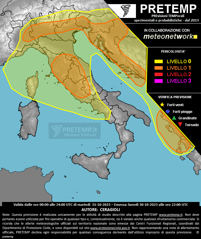 Mappa previsione del 31 ottobre 2023