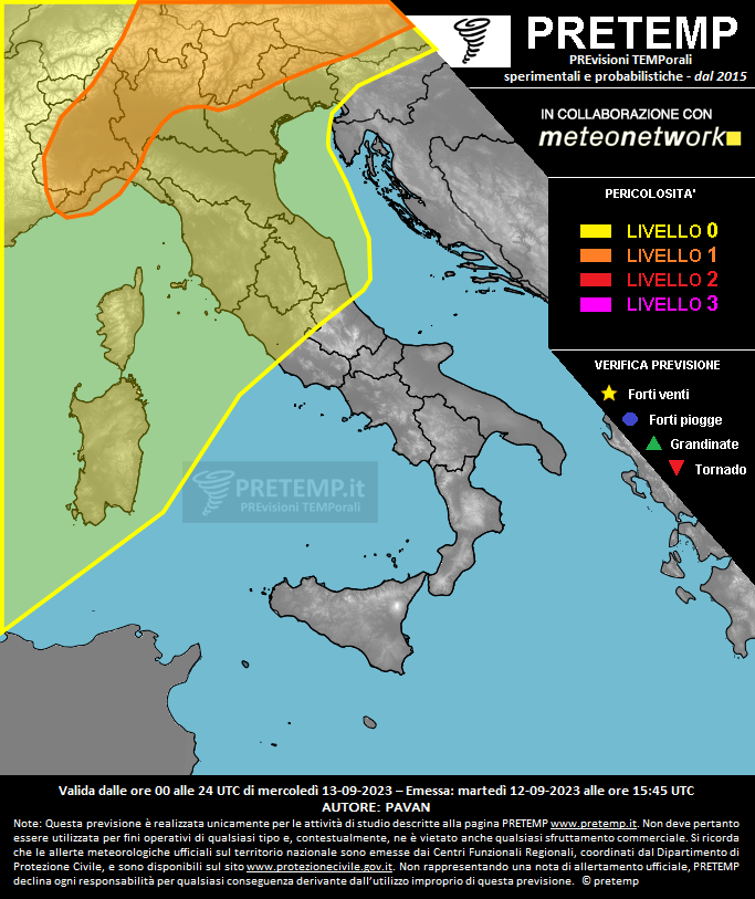 Mappa previsione del 13 settembre 2023