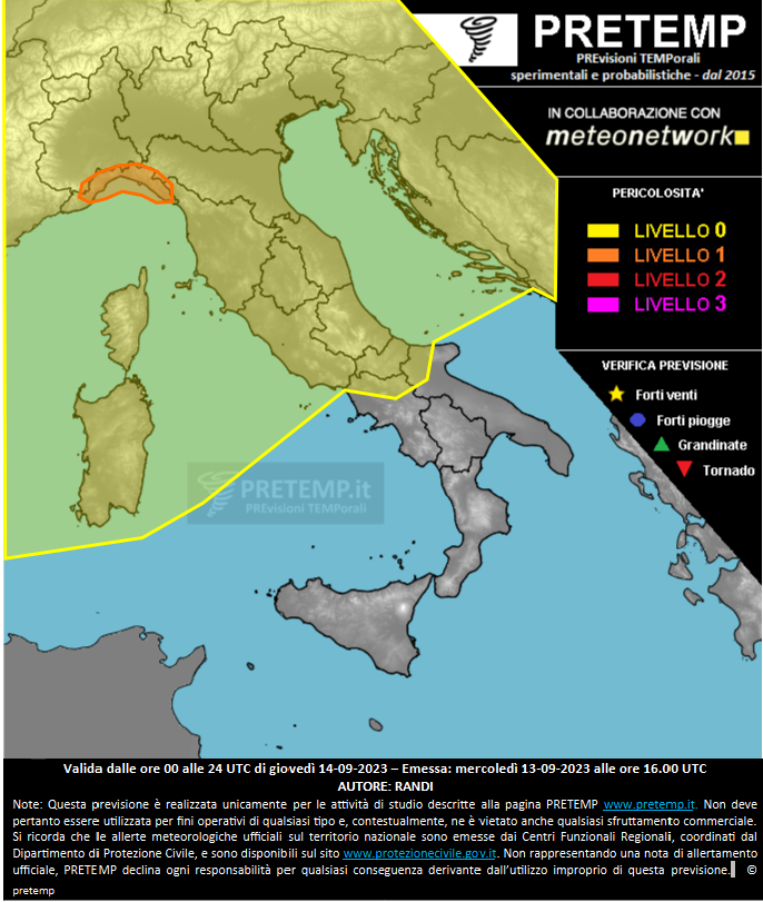 Mappa previsione del 14 settembre 2023