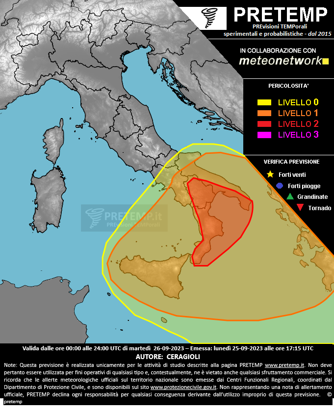 Mappa previsione del 26 settembre 2023