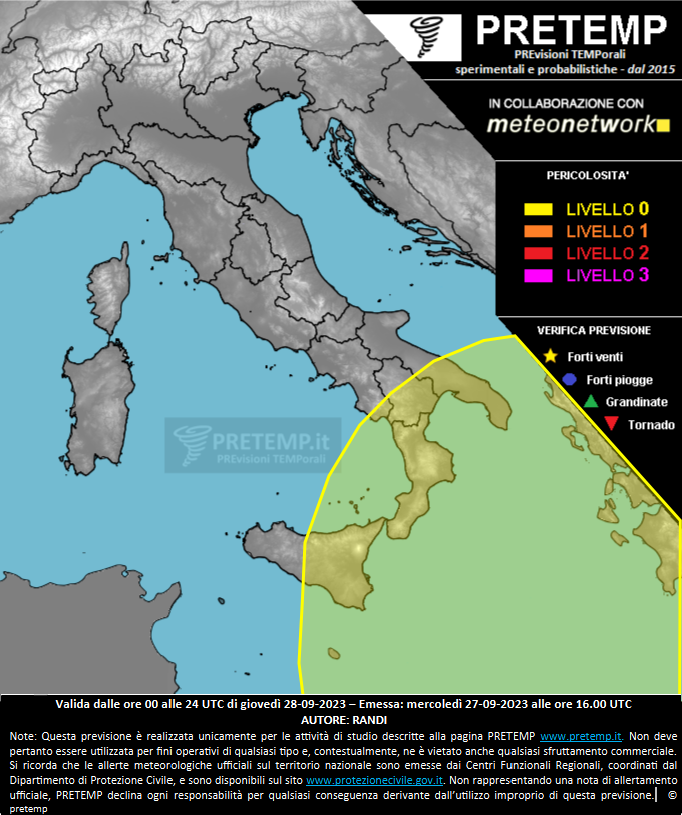 Mappa previsione del 28 settembre 2023