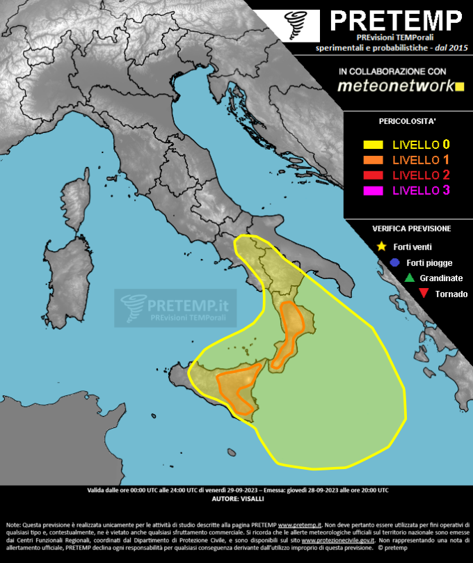 Mappa previsione del 29 settembre 2023