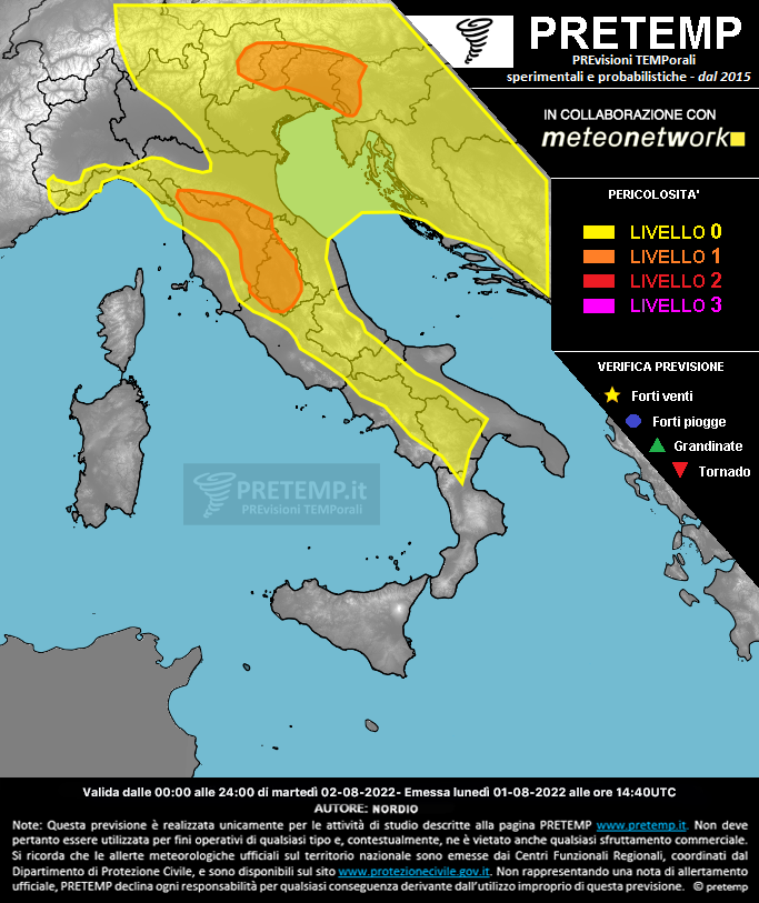 Mappa previsione del 02 agosto 2022