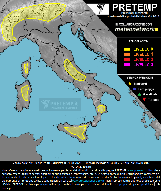 Mappa previsione del 04 agosto 2022