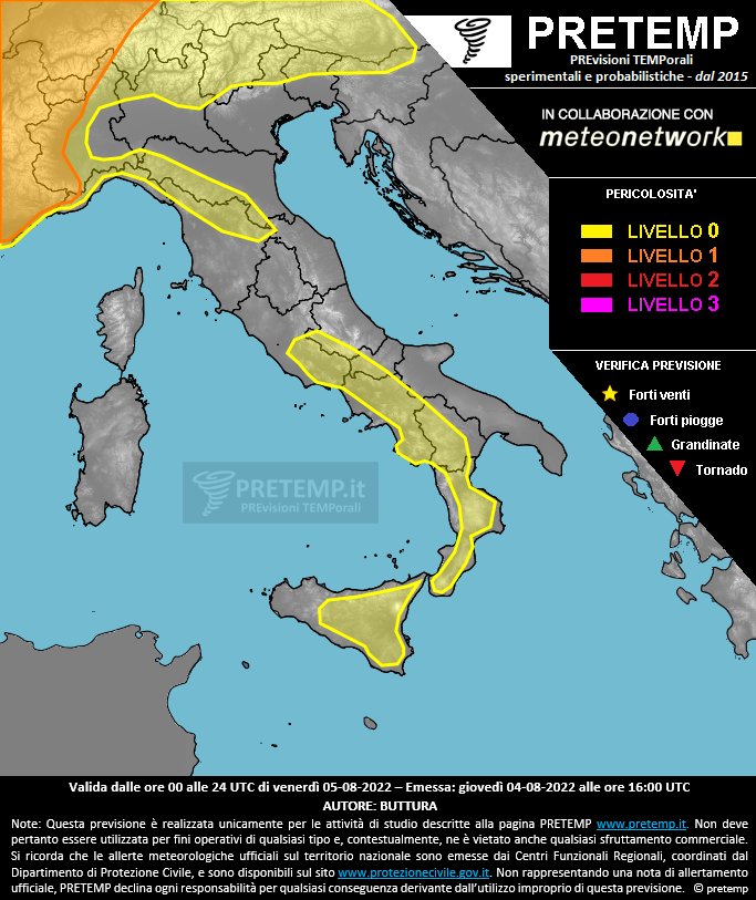 Mappa previsione del 05 agosto 2022