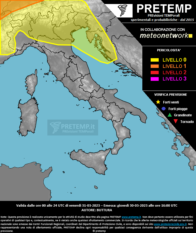 Mappa previsione del 31 marzo 2023