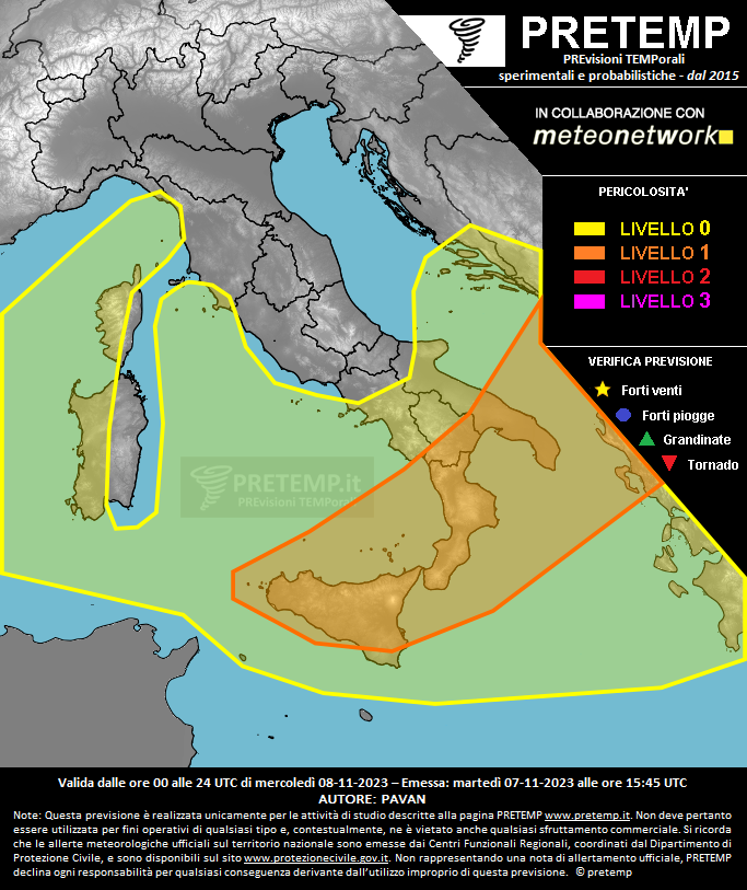 Mappa previsione del 08 novembre 2023