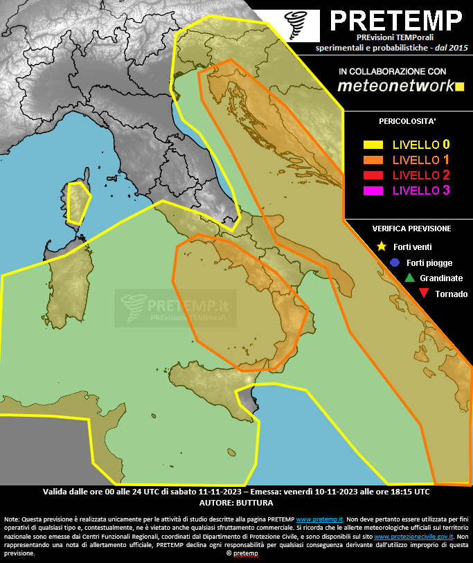 Mappa previsione del 11 novembre 2023