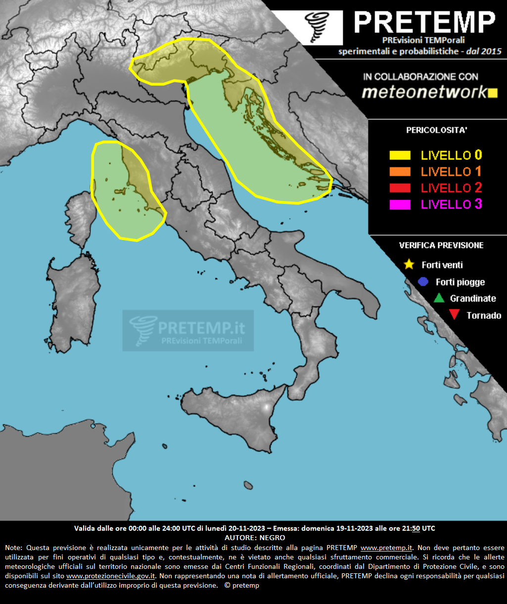 Mappa previsione del 20 novembre 2023