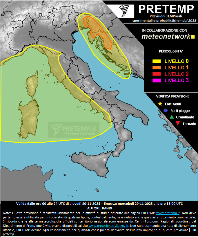 Mappa previsione del 30 novembre 2023
