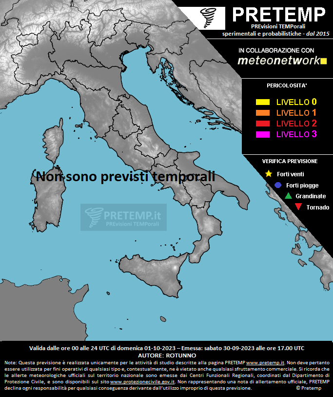 Mappa previsione del 01 ottobre 2023
