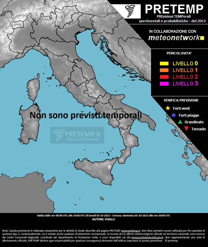 Mappa previsione del 02 ottobre 2023
