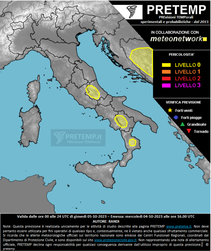 Mappa previsione del 05 ottobre 2023