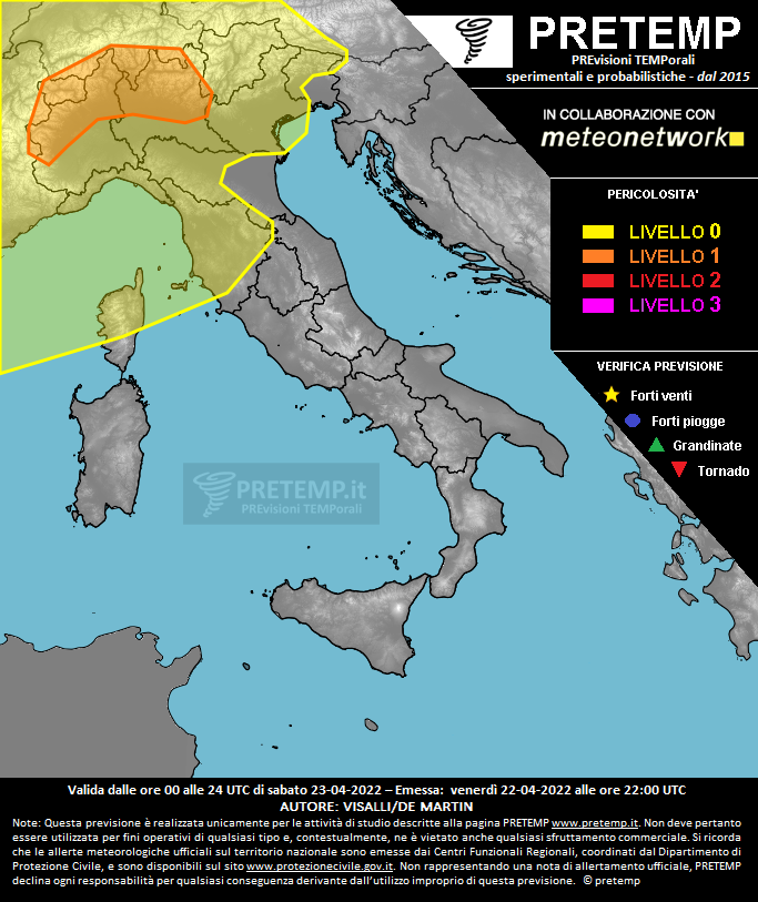 Mappa previsione del 23 aprile 2022