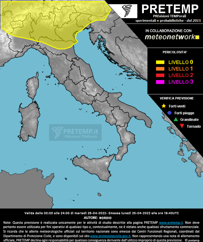 Mappa previsione del 26 aprile 2022