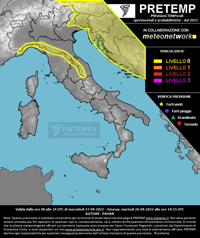 Mappa previsione del 27 aprile 2022