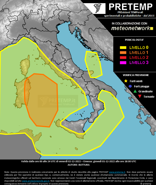 Mappa previsione del 02 dicembre 2022