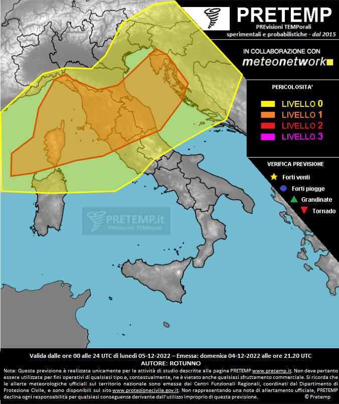 Mappa previsione del 05 dicembre 2022