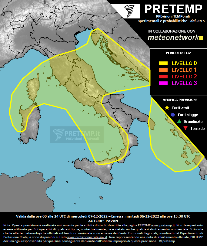 Mappa previsione del 07 dicembre 2022