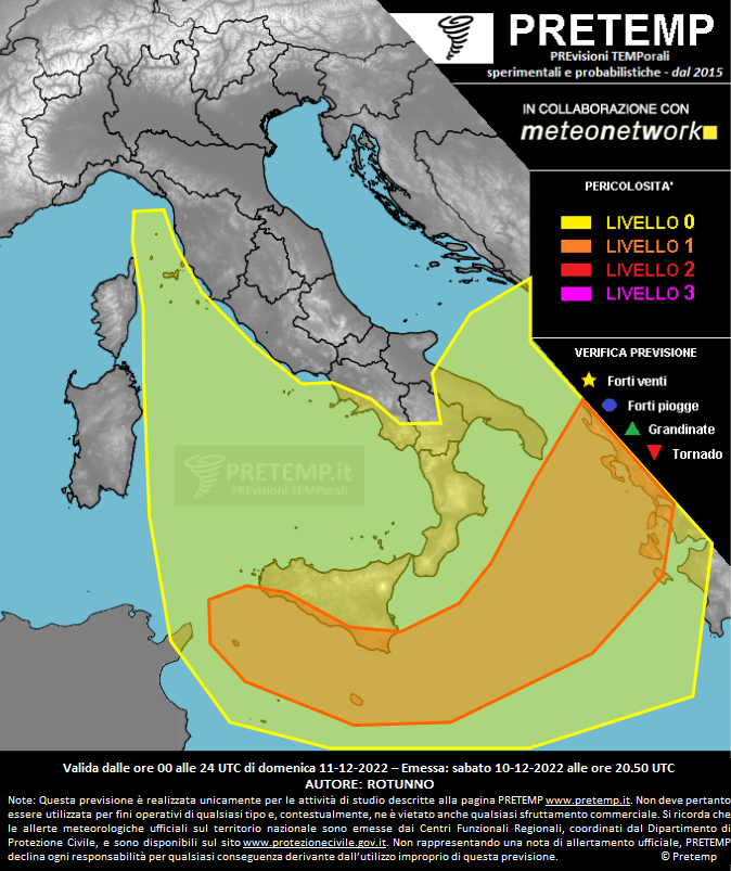 Mappa previsione del 11 dicembre 2022