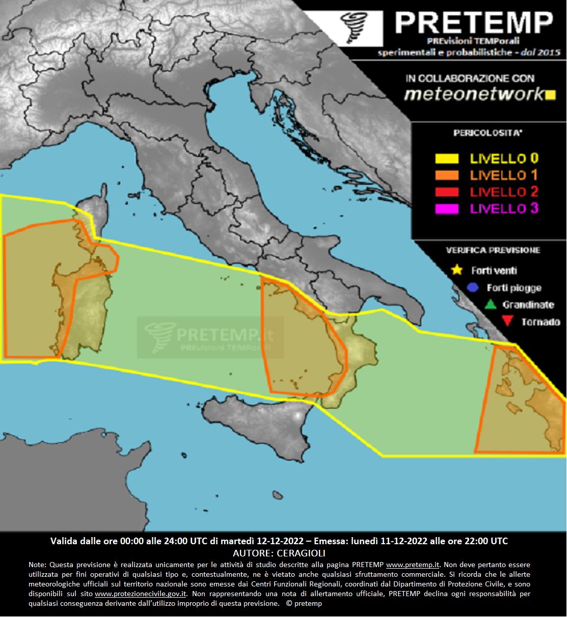 Mappa previsione del 13 dicembre 2022