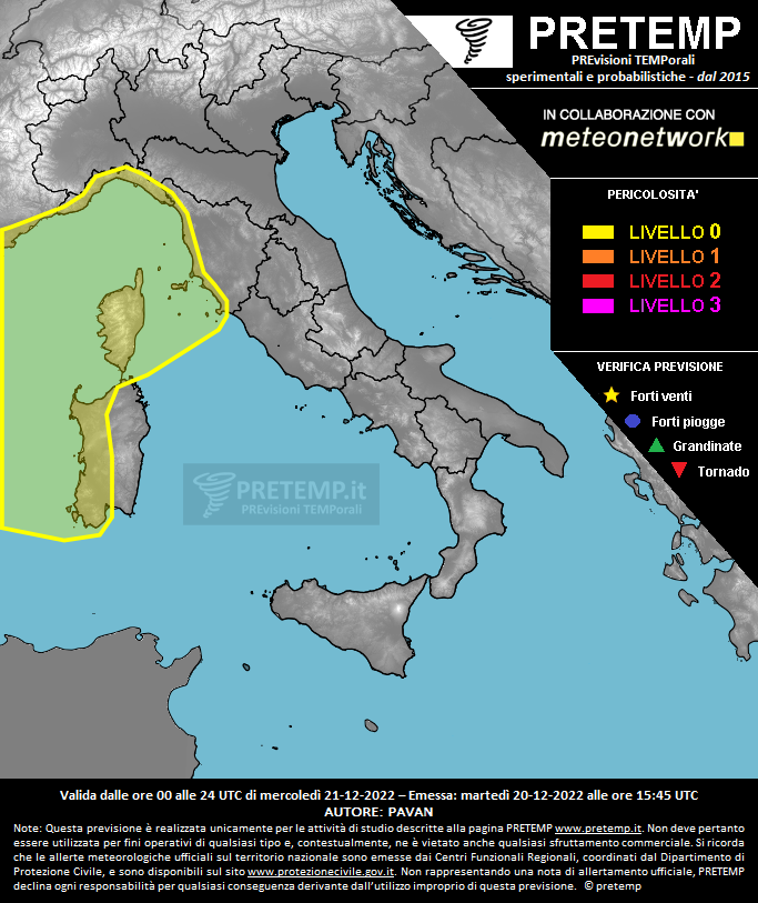 Mappa previsione del 21 dicembre 2022