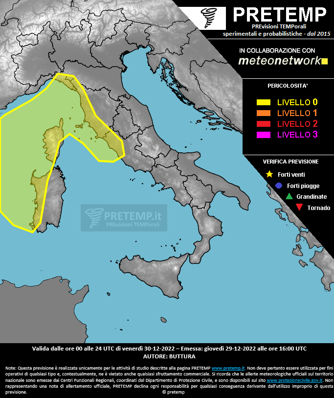 Mappa previsione del 30 dicembre 2022