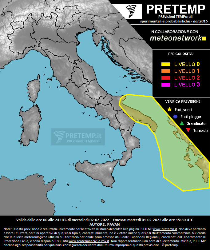 Mappa previsione del 02 febbraio 2022