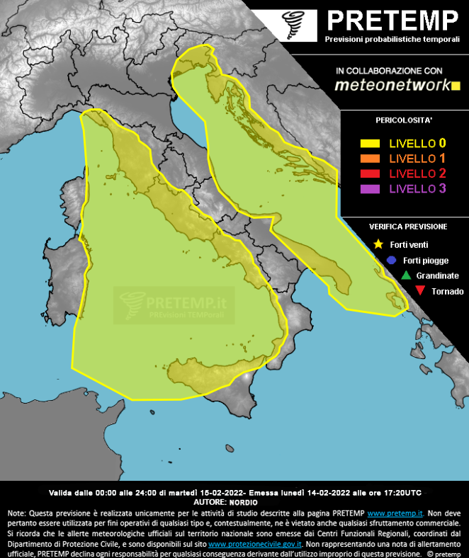 Mappa previsione del 15 febbraio 2022