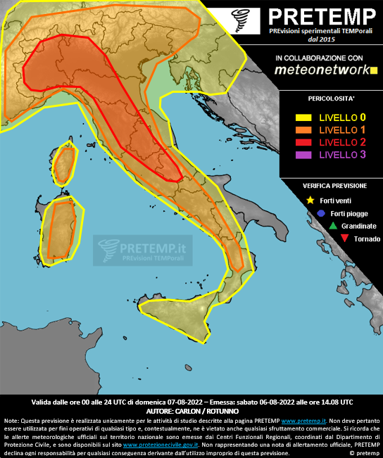 Mappa previsione del 07 agosto 2022