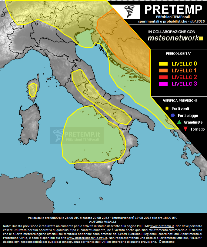 Mappa previsione del 20 agosto 2022