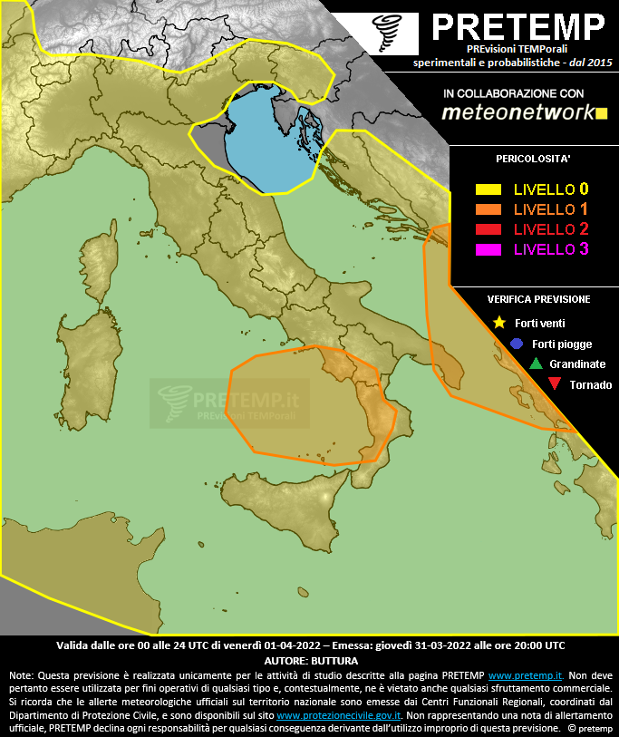 Mappa previsione del 01 aprile 2022