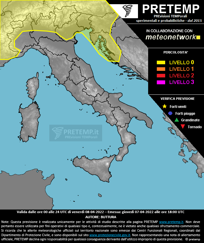 Mappa previsione del 08 aprile 2022