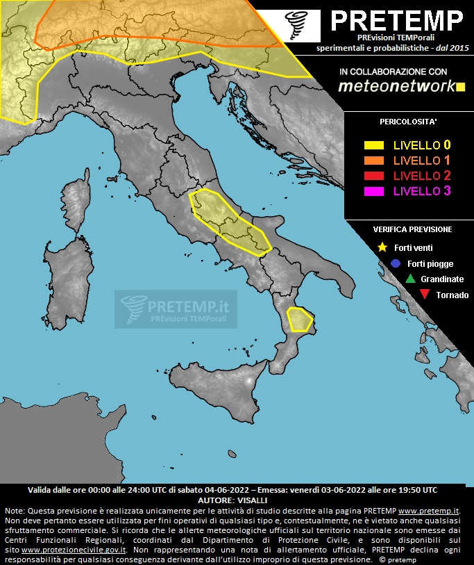 Mappa previsione del 04 giugno 2022