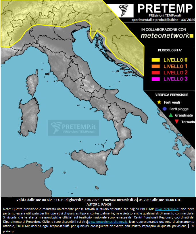 Mappa previsione del 30 giugno 2022