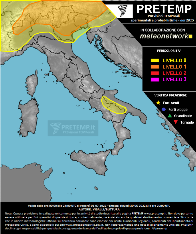 Mappa previsione del 01 luglio 2022