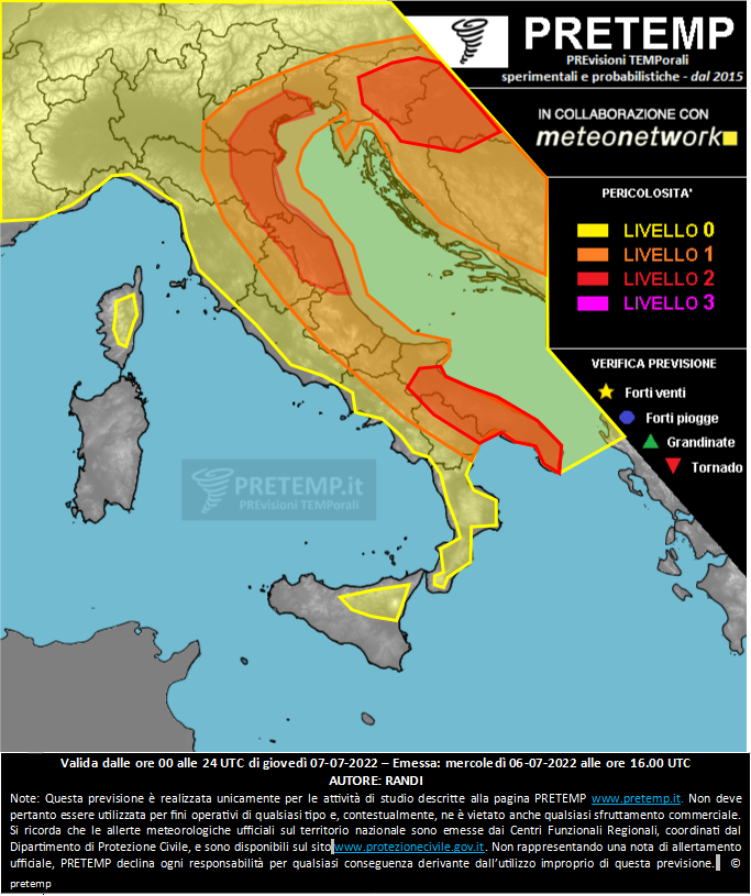 Mappa previsione del 07 luglio 2022