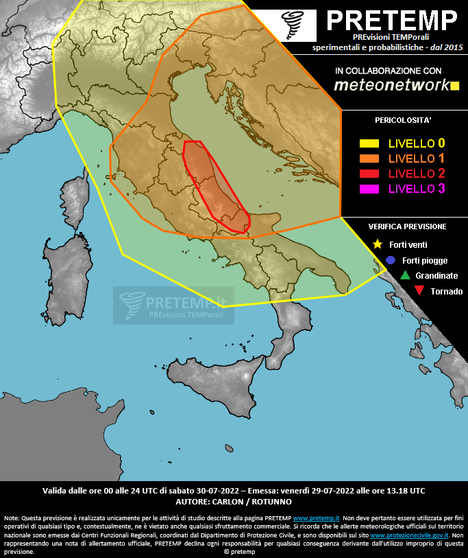 Mappa previsione del 30 luglio 2022