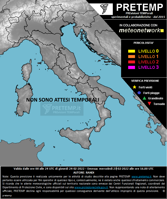 Mappa previsione del 24 febbraio 2022