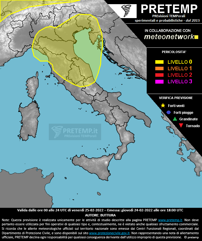 Mappa previsione del 25 febbraio 2022