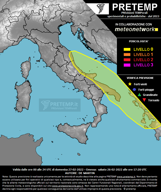 Mappa previsione del 27 febbraio 2022