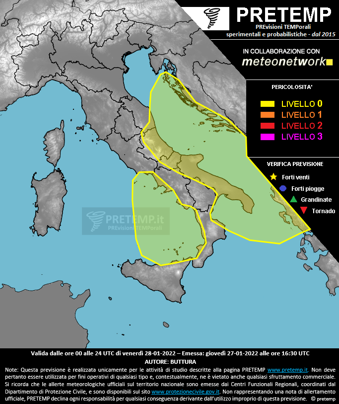 Mappa previsione del 28 gennaio 2022