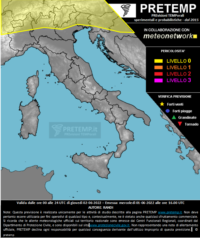 Mappa previsione del 02 giugno 2022